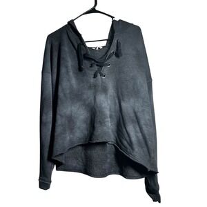 American Eagle Outfitters Tie Front Hoodie Charcoal Gray Tie Dye XL